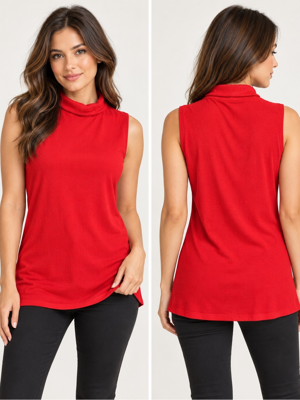 Croft & Barrow Red Sleeveless Mock Neck Top – Size Large